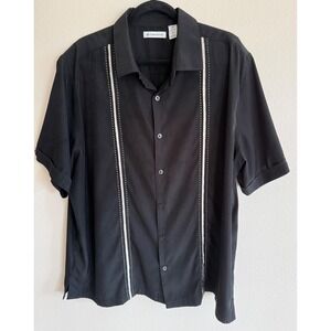 Cubavera Men's Retro Style Short Sleeve Button Down Shirt Size XL  Black